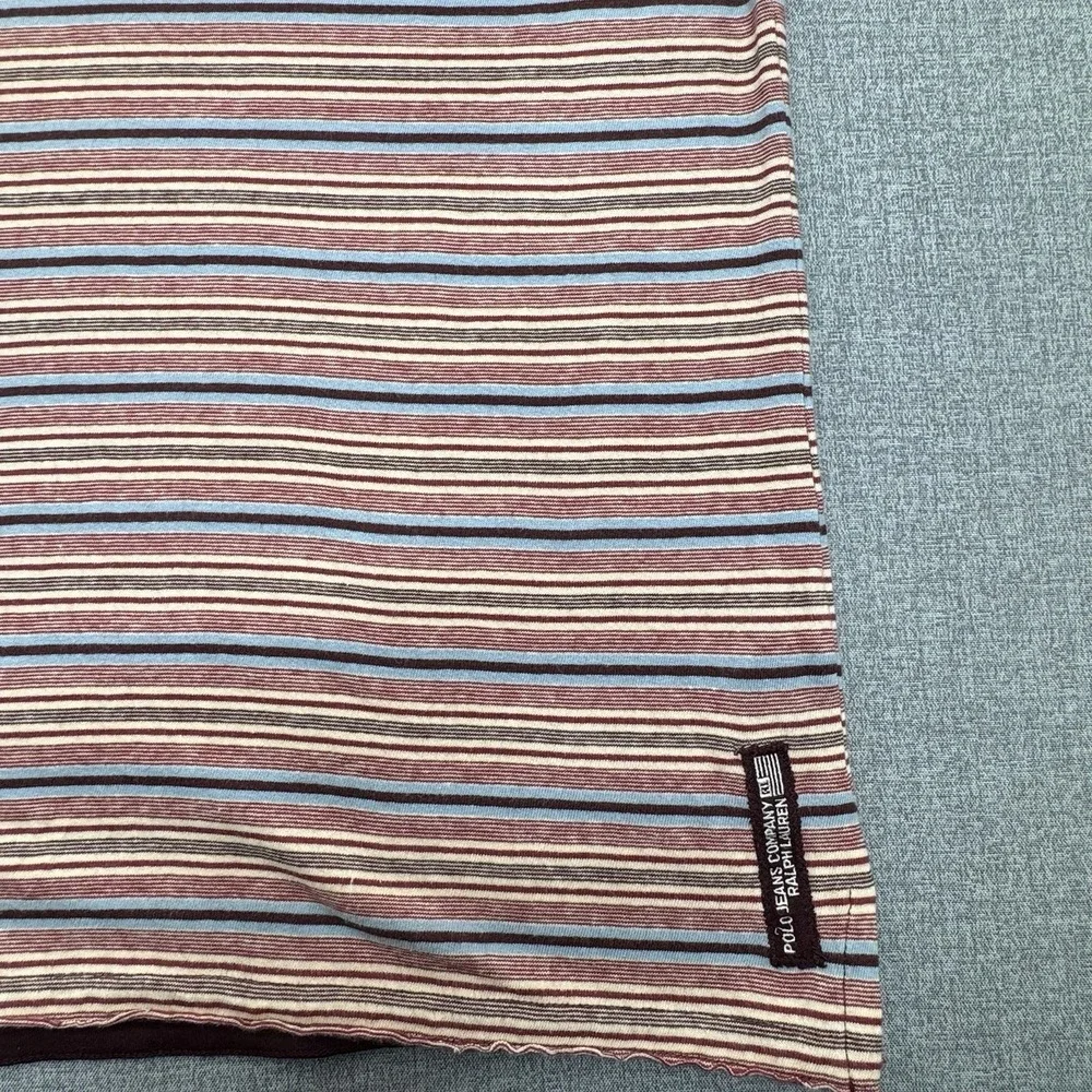 Ralph Lauren Polo Jeans Co Striped Polo Shirt XL Blue Red Cotton Casual